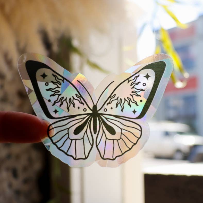 Black Moth Butterfly Mini Suncatcher Sticker