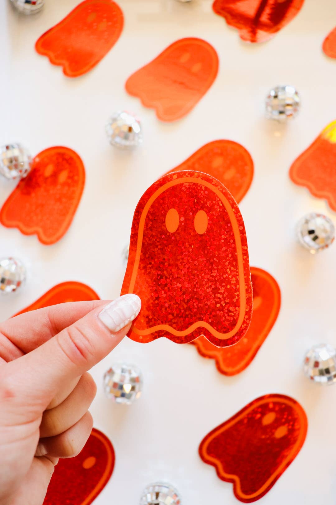 Orange Party Ghost Sticker