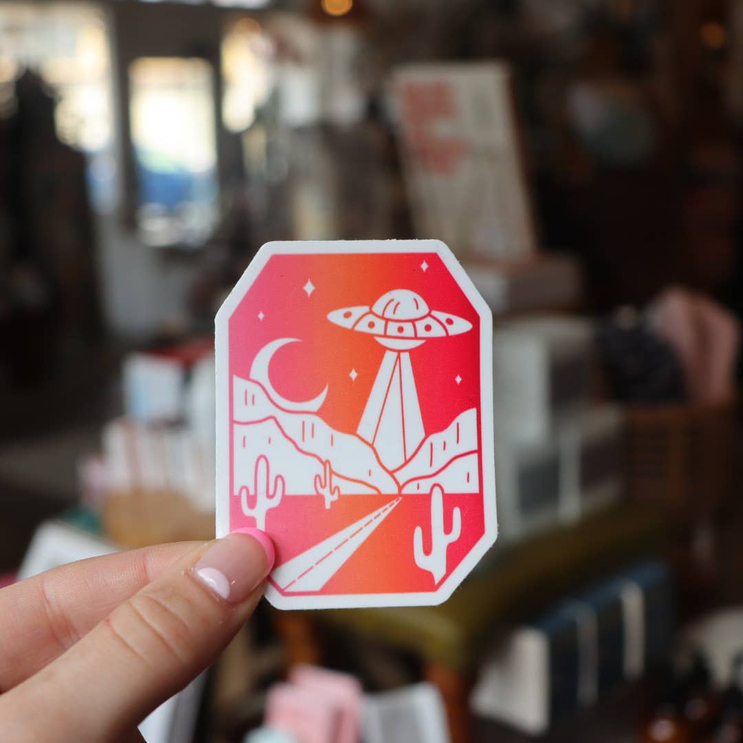 Roswell UFO Desert Alien Sticker