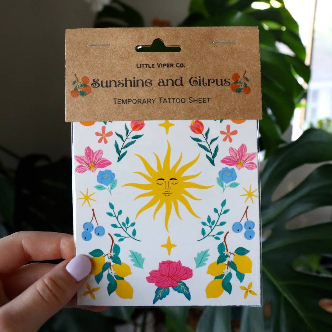 Sunshine and Citrus Temporary Tattoo Sheet