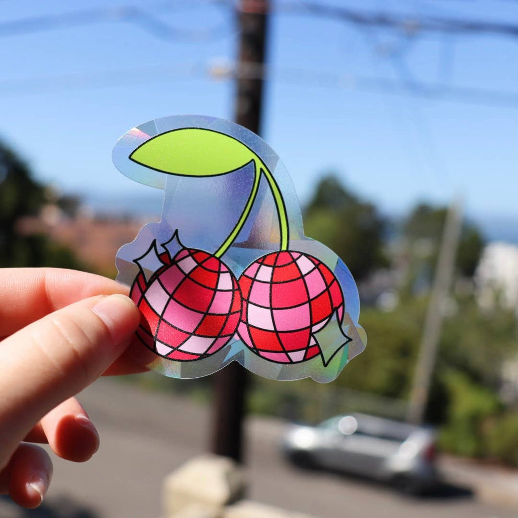 Mini Disco Cherries Suncatcher | Rainbow Sticker