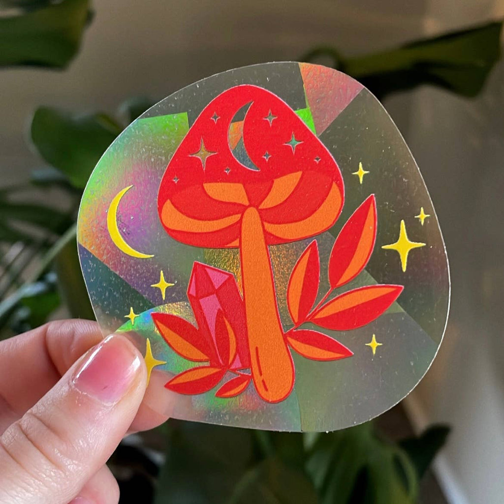 Mini Mushroom Suncatcher | Rainbow Sticker
