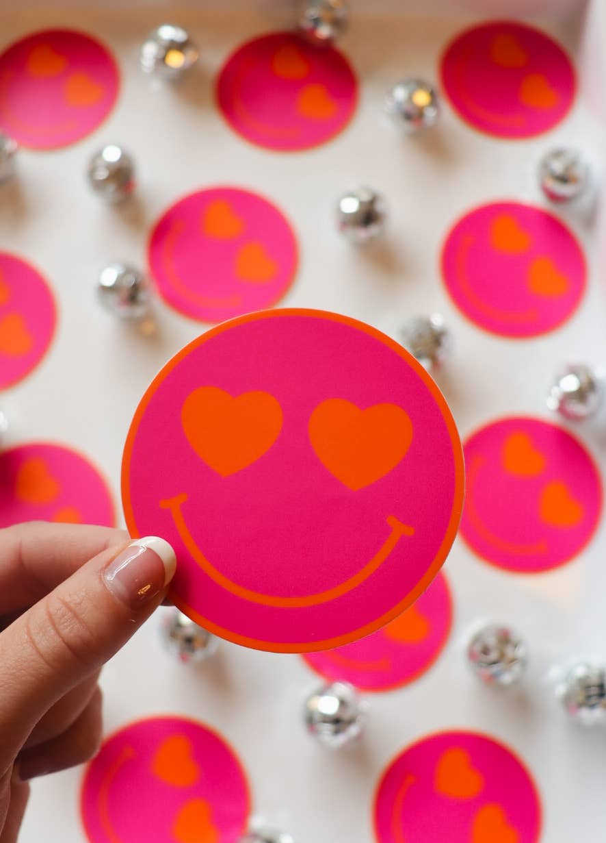 Heart Eyes Smiley Face Sticker