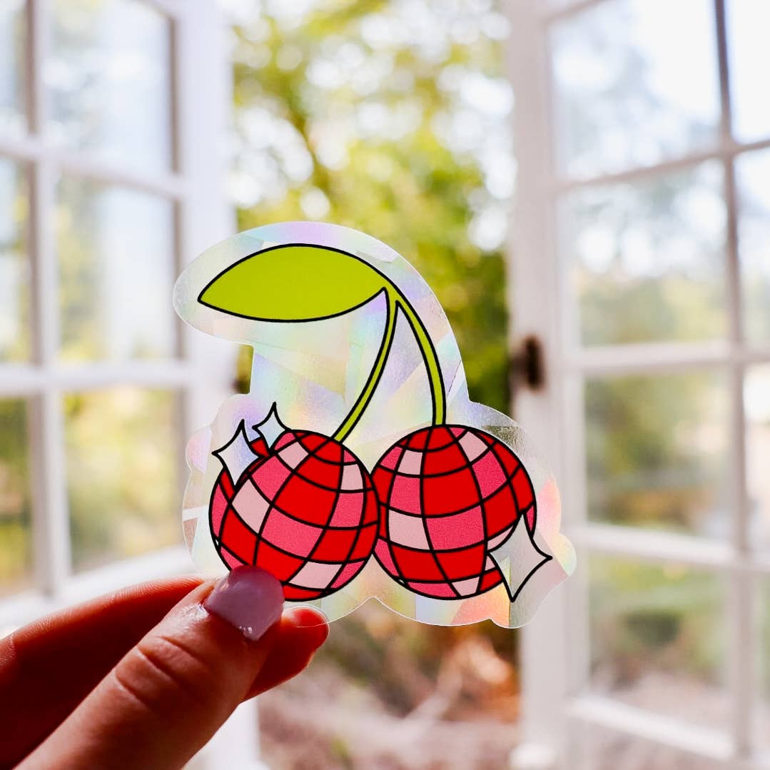 Mini Disco Cherries Suncatcher | Rainbow Sticker