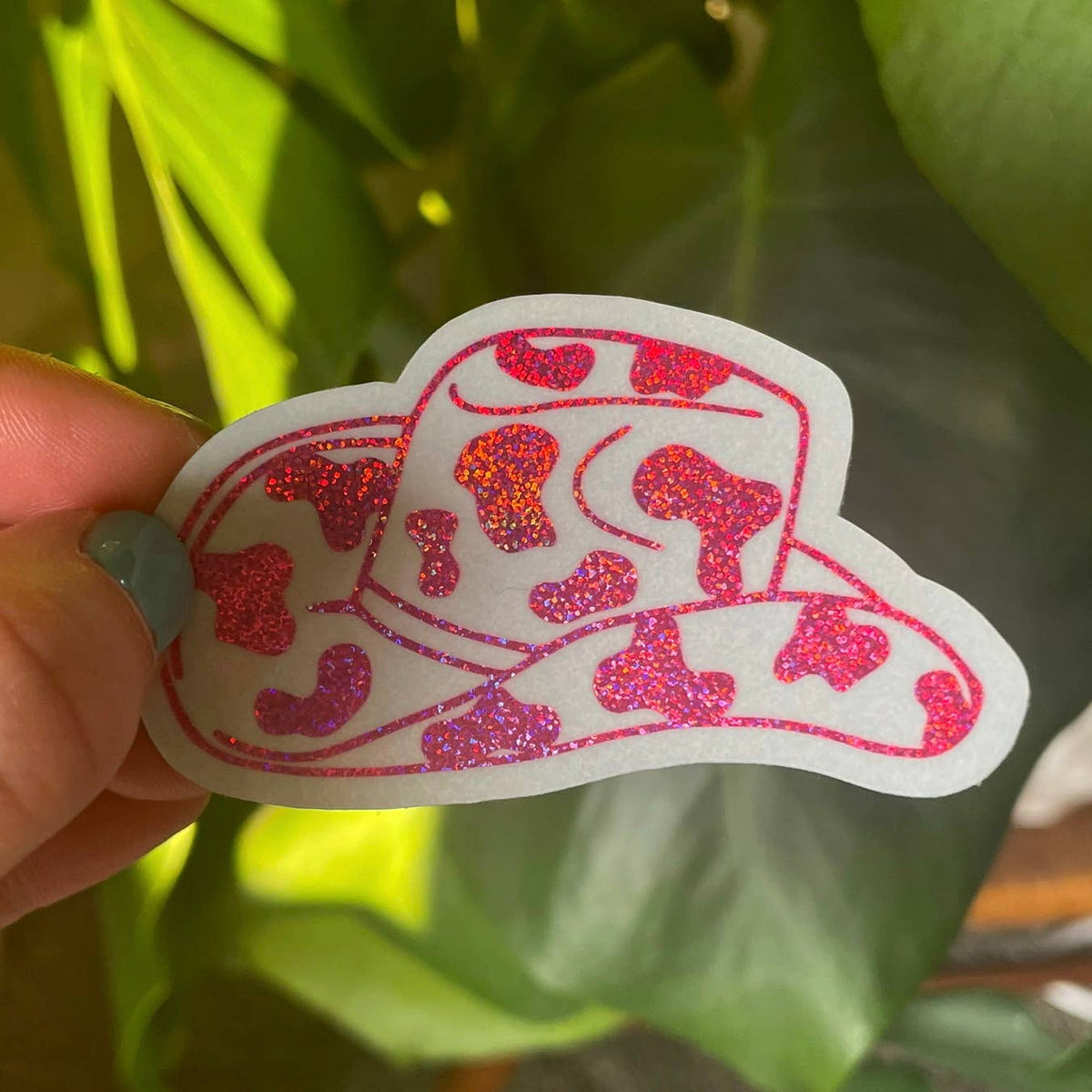 Cow Print Cowboy Hat - Pink Glitter