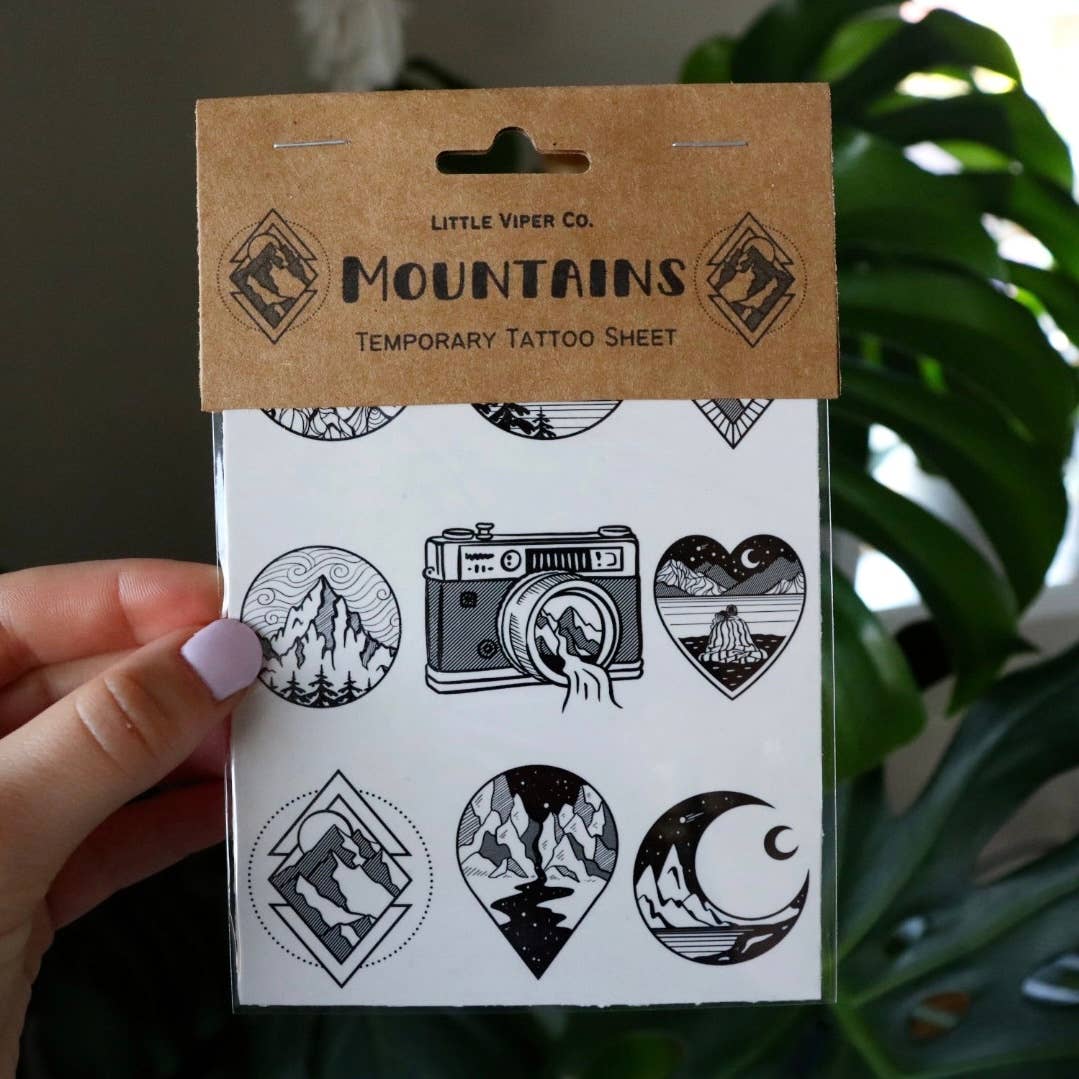 Mountains Temporary Tattoo Sheet