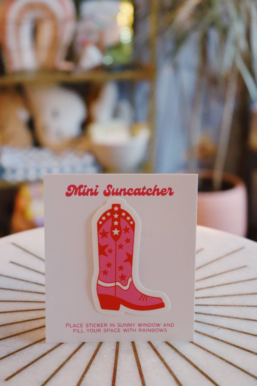 Pink Cowboy Boot Mini Suncatcher