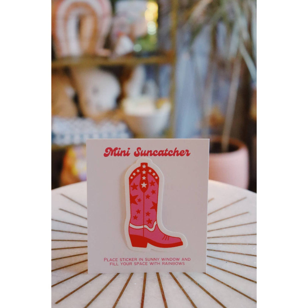 Pink Cowboy Boot Mini Suncatcher