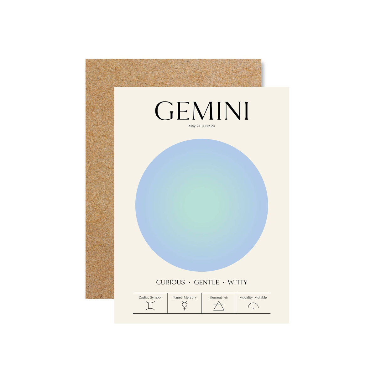 Gemini Zodiac Aura Greeting Card