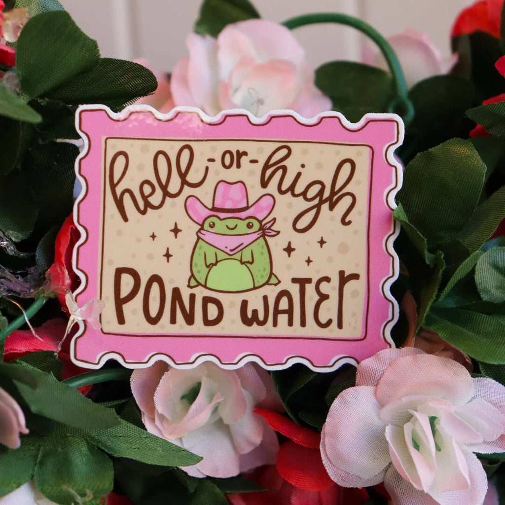 Hell or High Pond Water Cowboy Frog Sticker