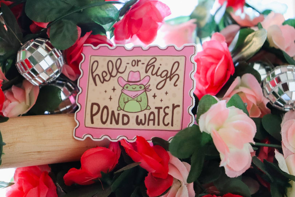 Hell or High Pond Water Cowboy Frog Sticker