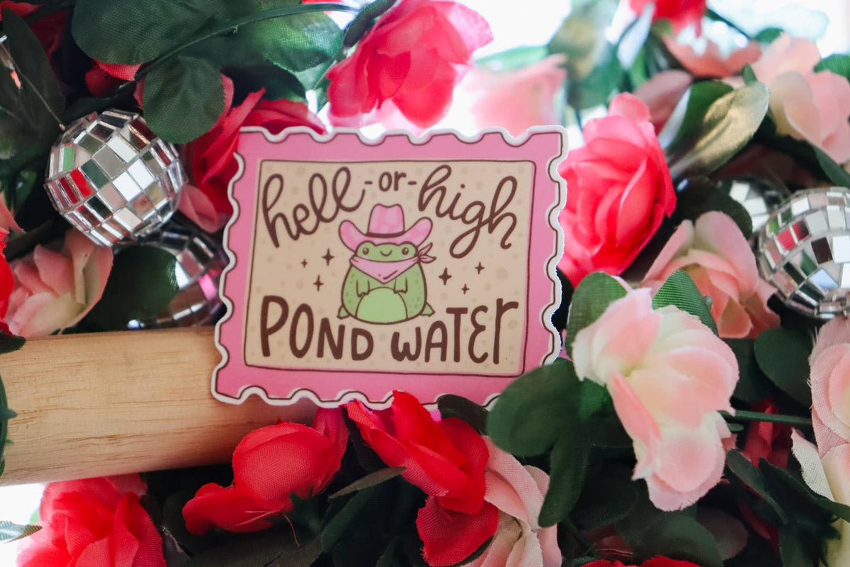 Hell or High Pond Water Cowboy Frog Sticker
