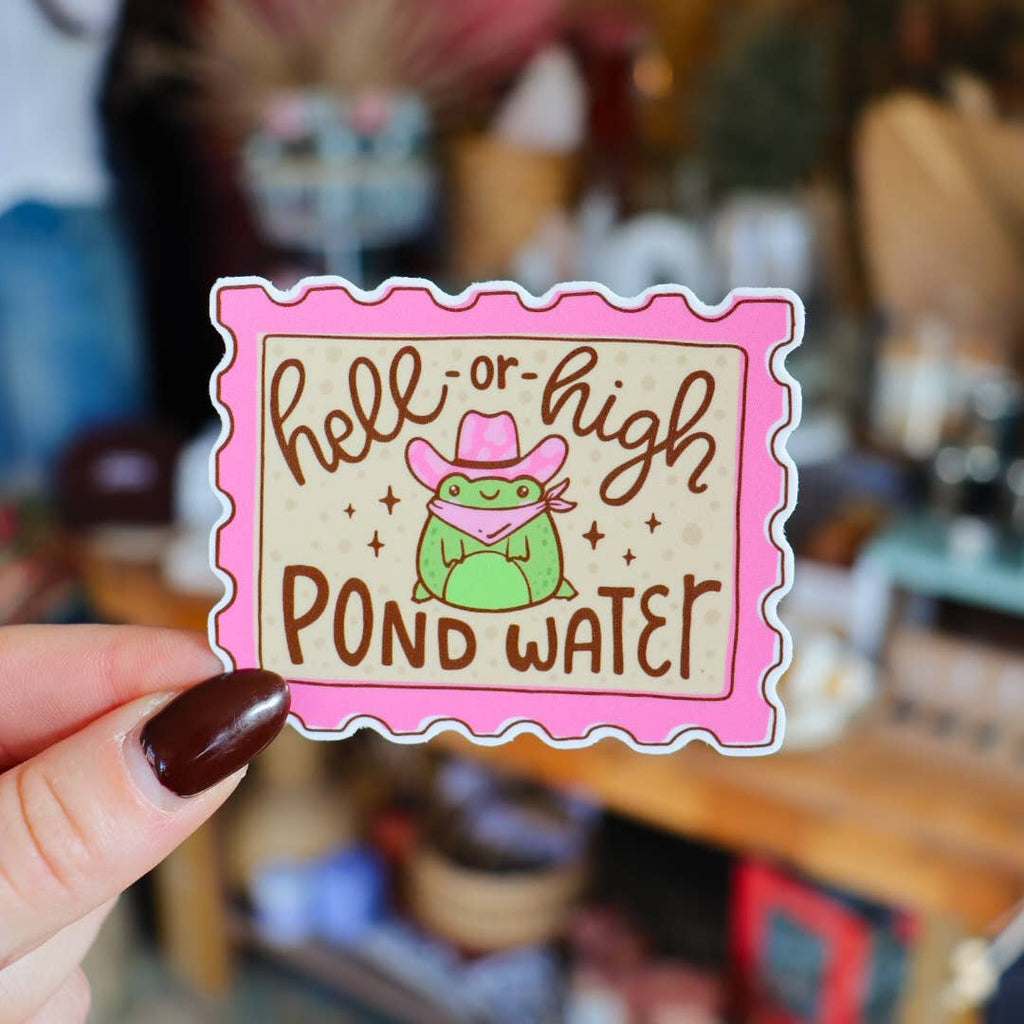 Hell or High Pond Water Cowboy Frog Sticker