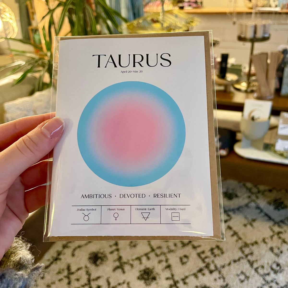 Taurus Zodiac Aura Greeting Card