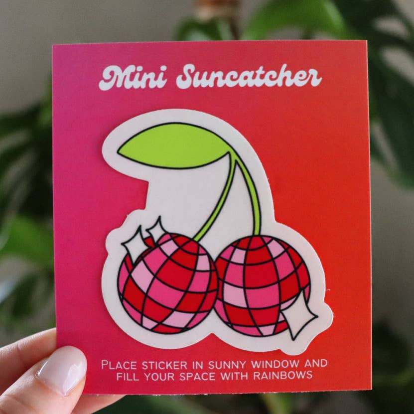 Mini Disco Cherries Suncatcher | Rainbow Sticker