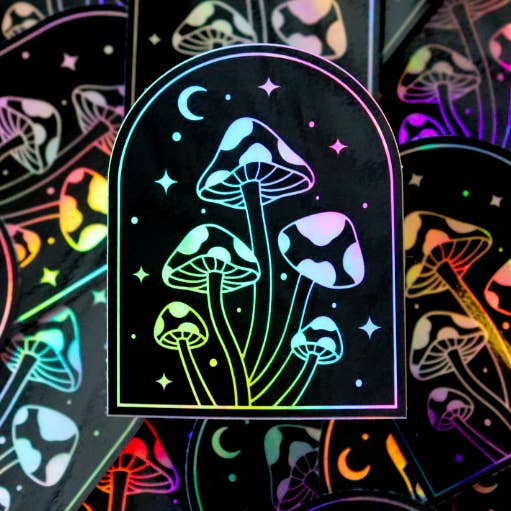 Holographic Mushroom Sticker