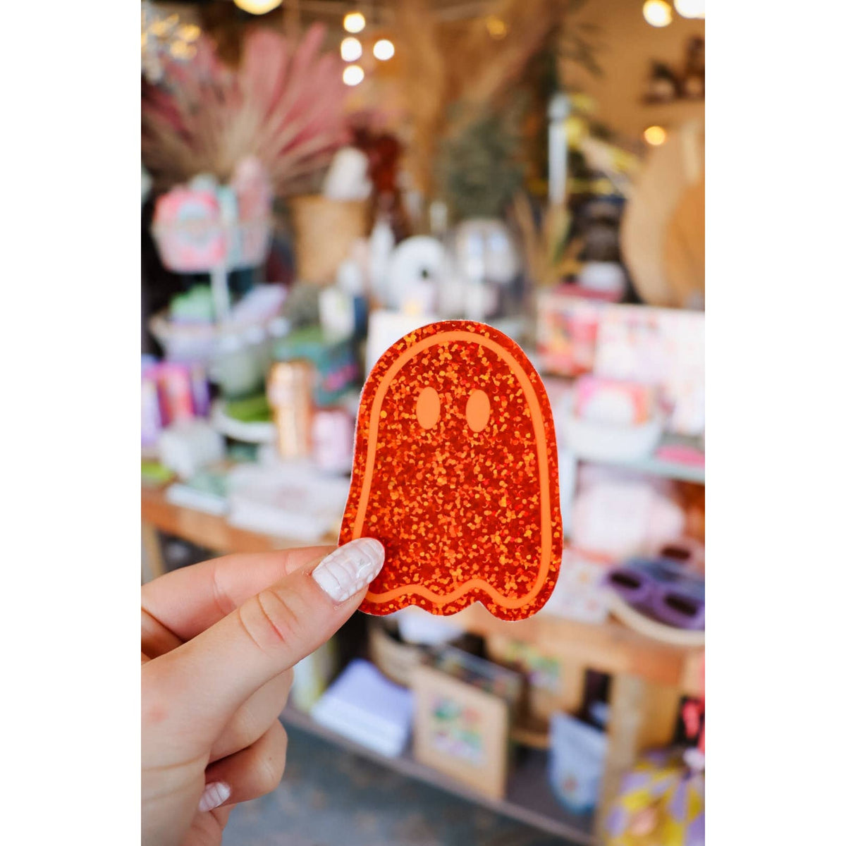 Orange Party Ghost Sticker