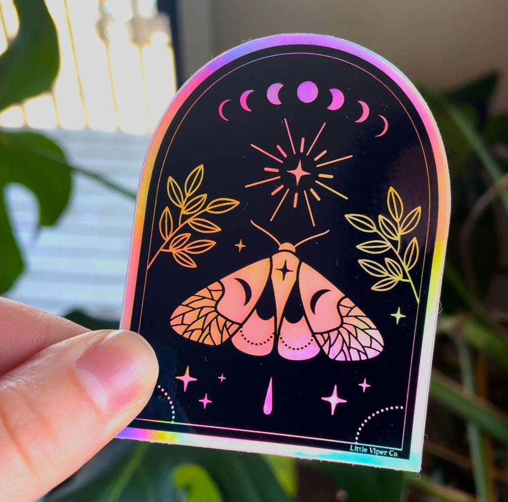 Moth Arc Holographic Vinyl Waterproof Sticker Witch
