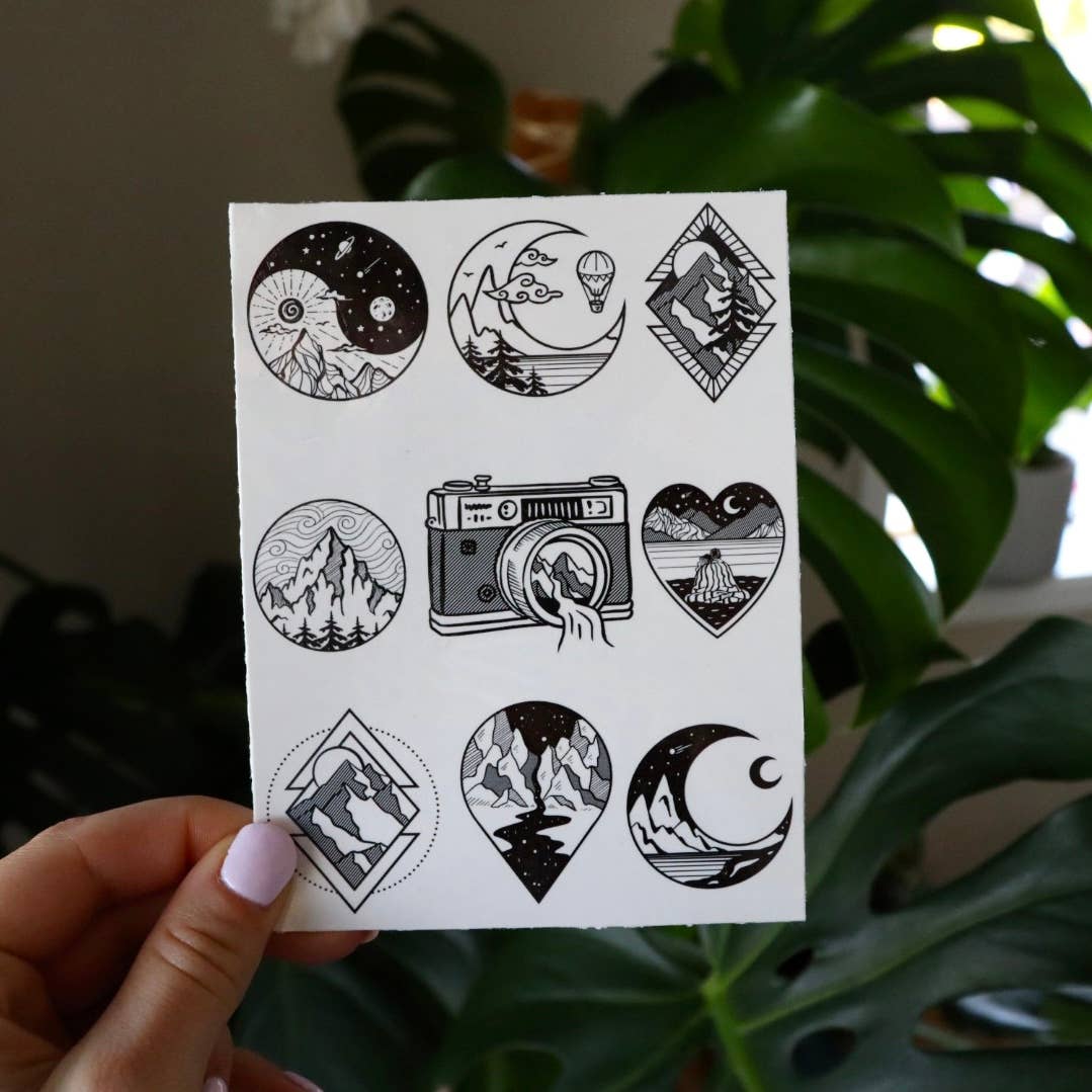 Mountains Temporary Tattoo Sheet