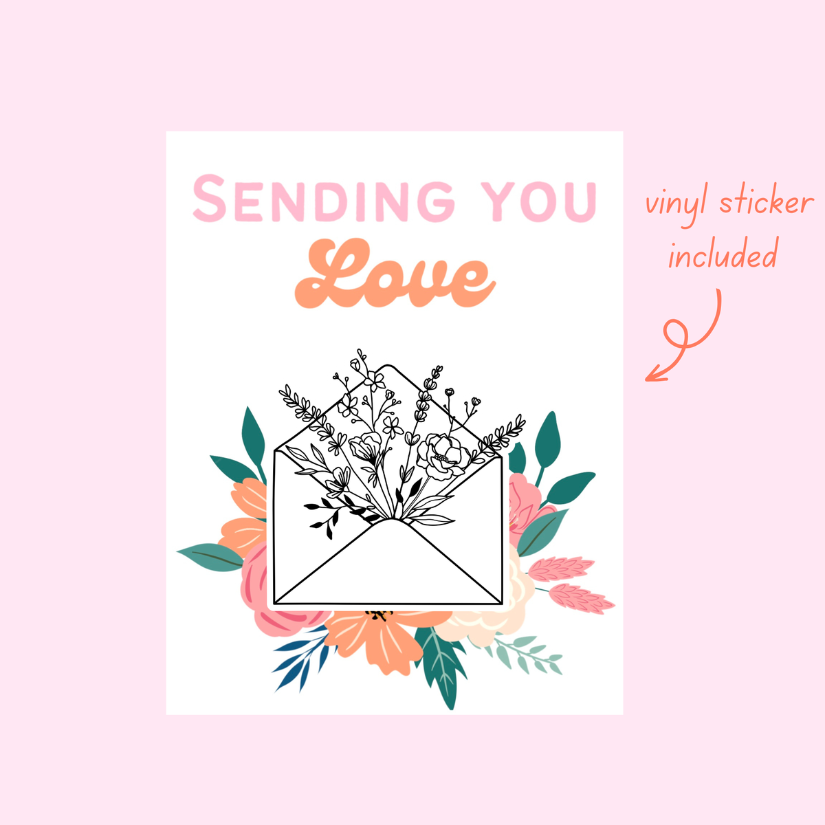 Sending You Love Sticker Card - Valentine’s Day