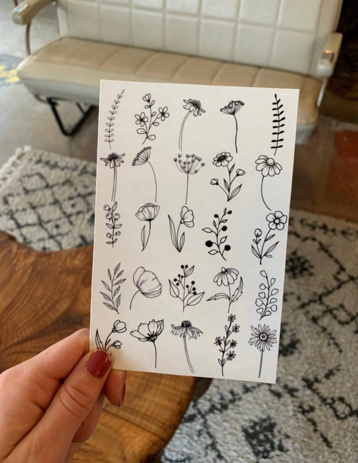 Minimalist Wildflower Temporary Tattoos